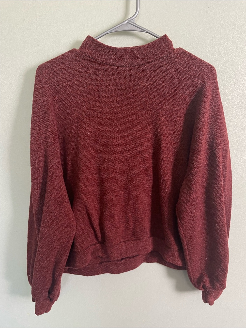 Lush Wine Red Mock Neck Sweater